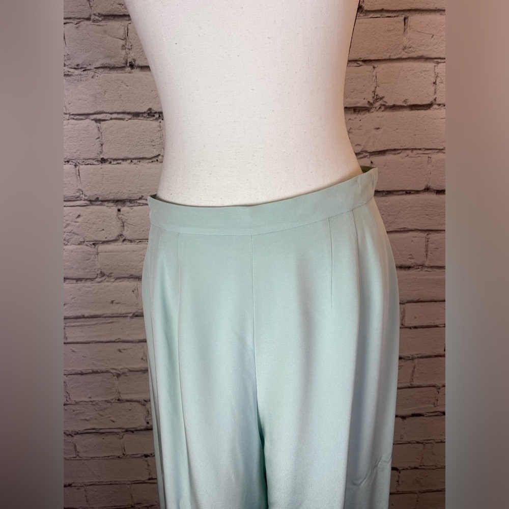 Mary McFadden Couture Vintage Blue 2 Piece Set Wide Leg Pants Tank SILK size 12 - Picture 8 of 15